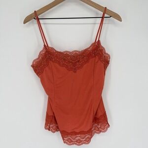 Vintage Y2K Victoria's Secret Babydoll Cami Tank M Lace Coquette Coral Pink